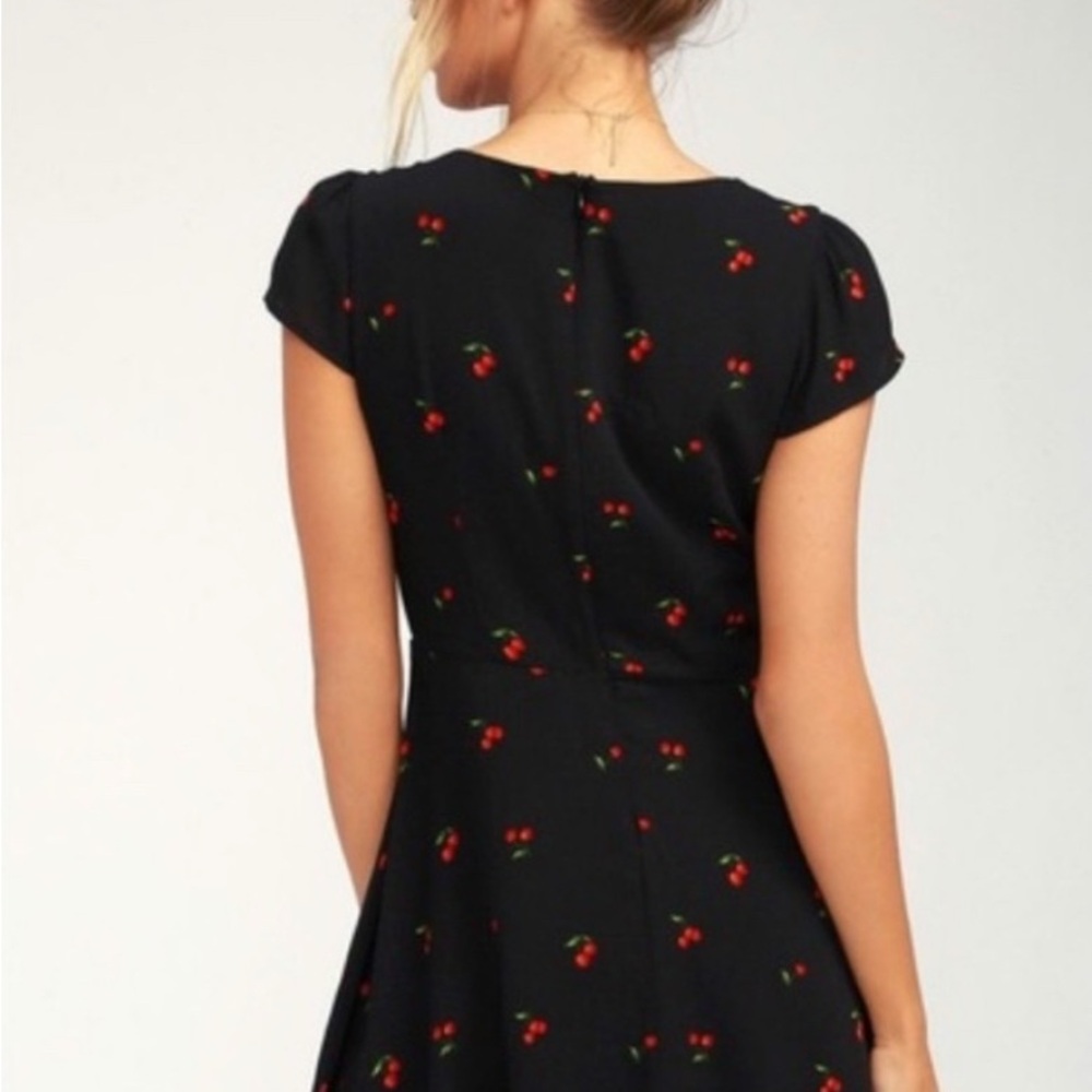 Lulu's Black Cherry Pattern Mini Dress - image 2
